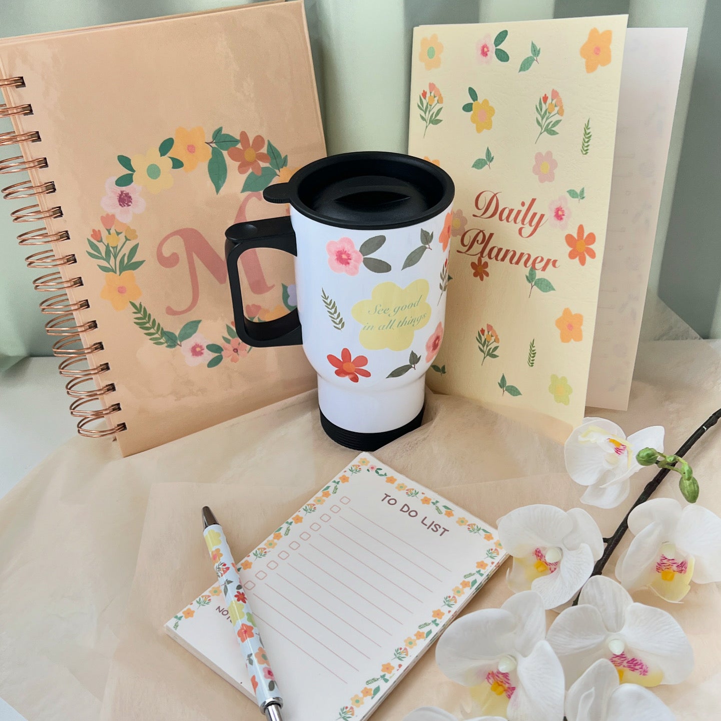 Carnet de notes personnalisé stylo mug to do list et daily planner