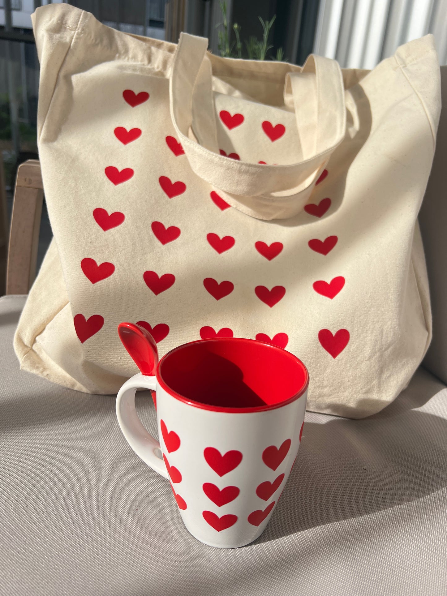 Tote bag motif coeur