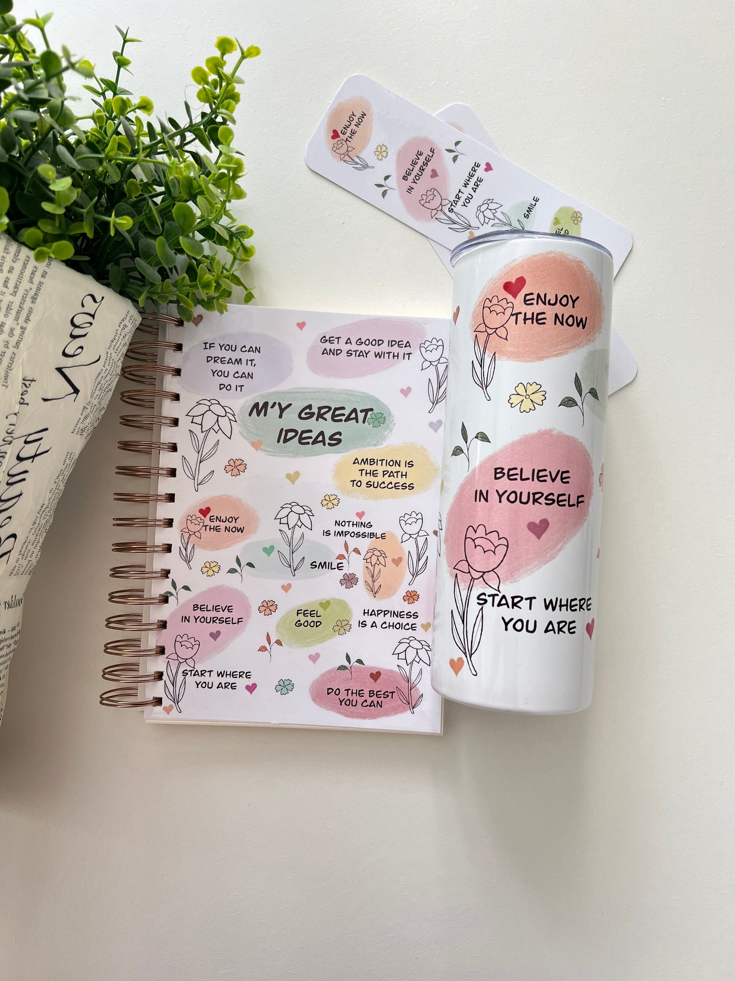 Ensemble gourde et carnet de notes