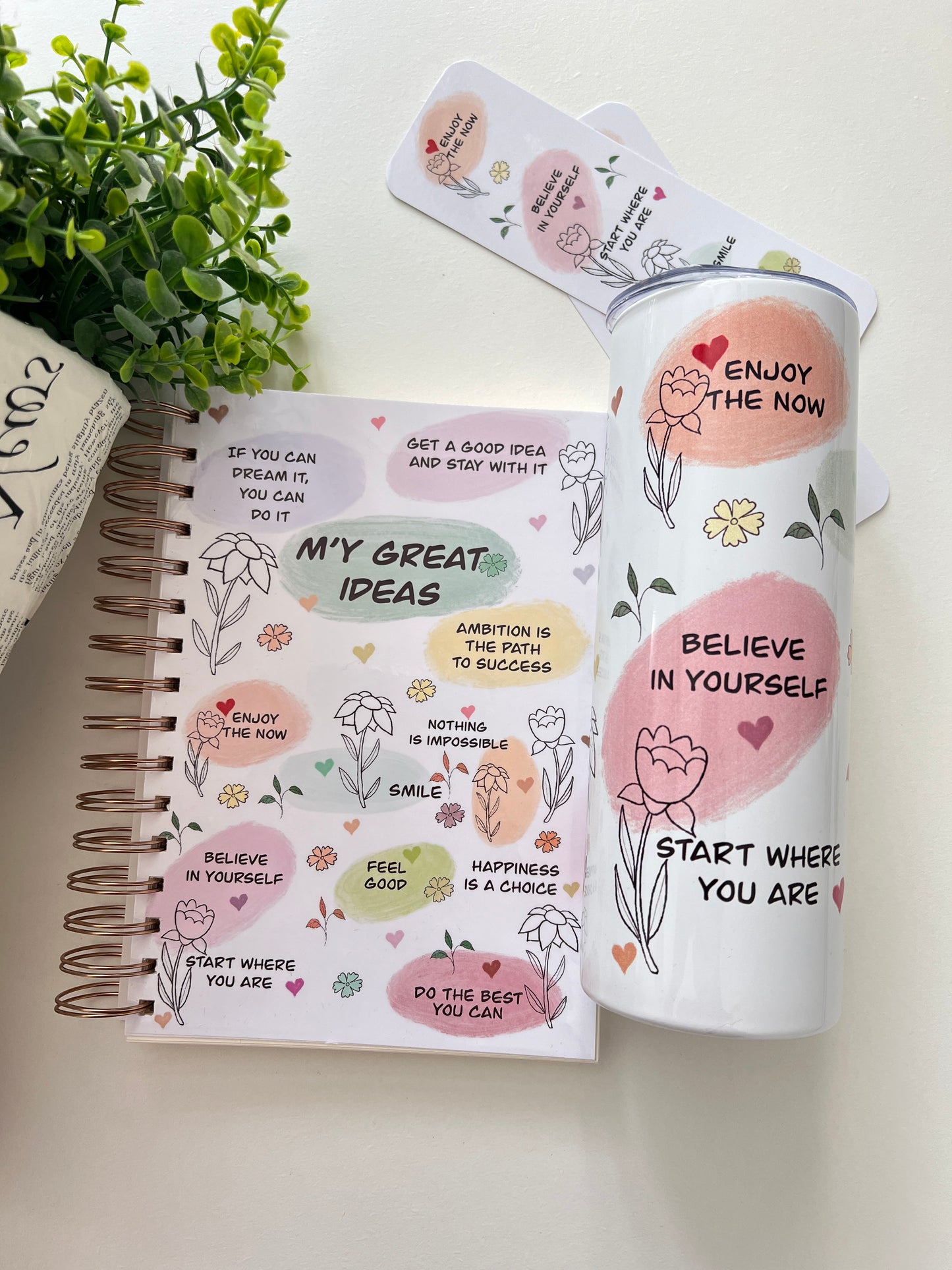 Ensemble gourde et carnet de notes