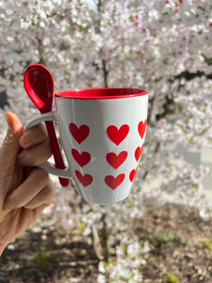 Mug motif coeur avec cuillère