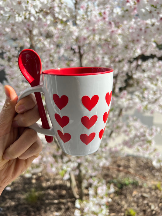 Mug motif coeur avec cuillère