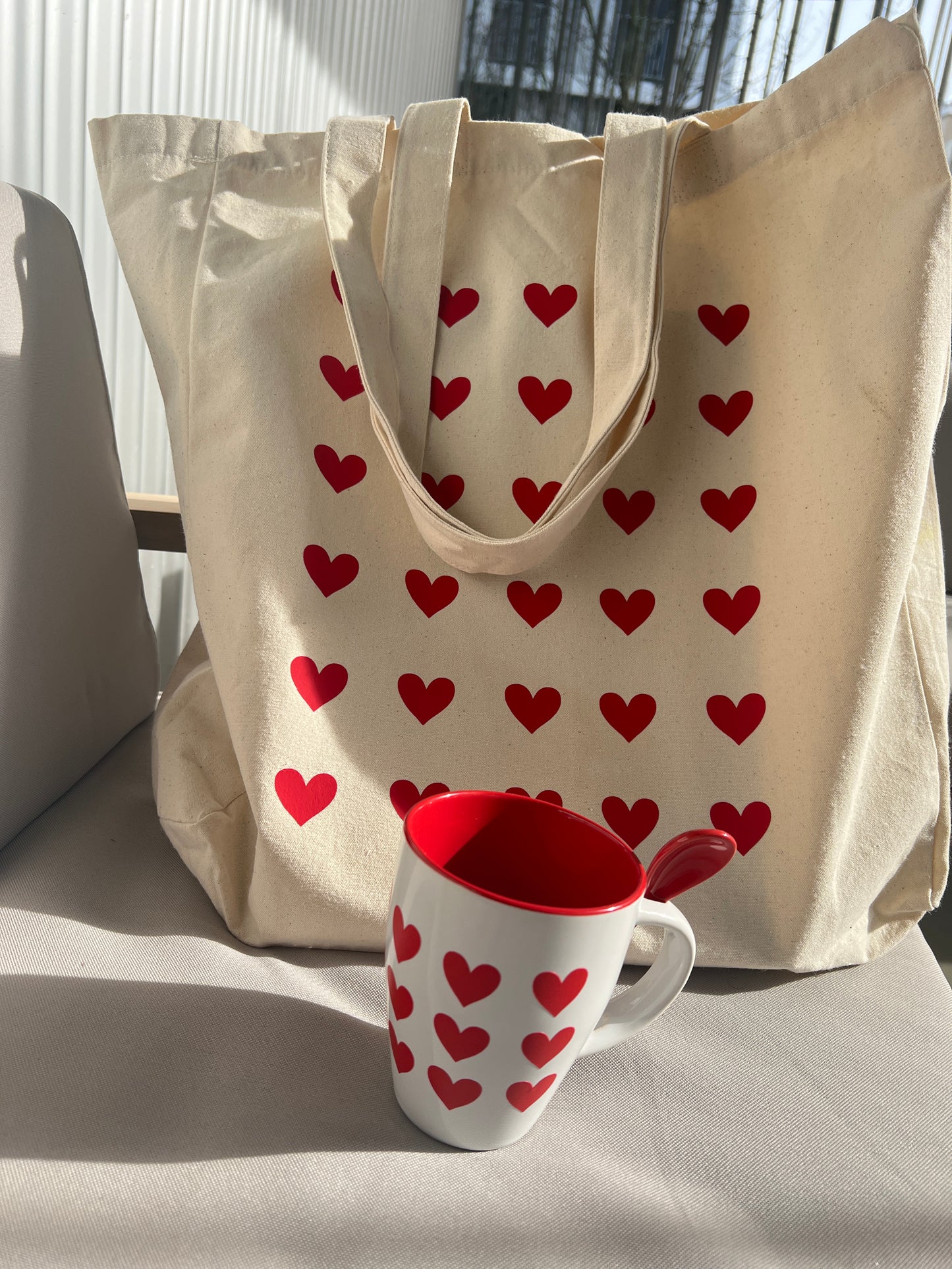 Tote bag motif coeur