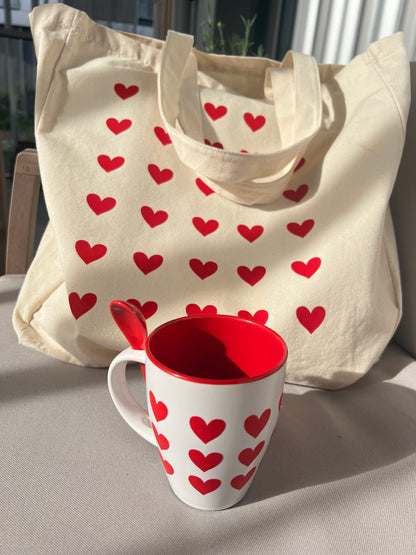 Tote bag motif coeur
