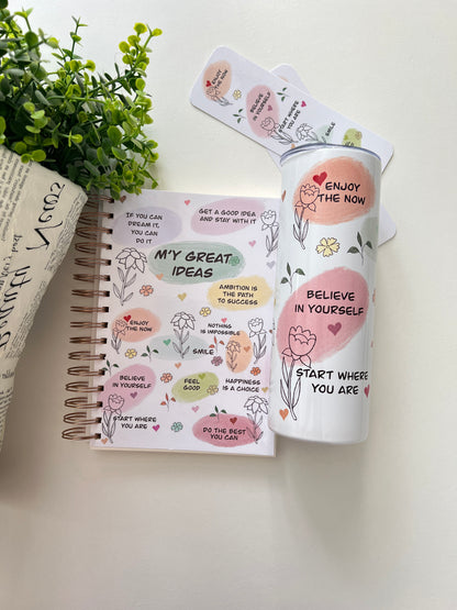 Ensemble gourde et carnet de notes