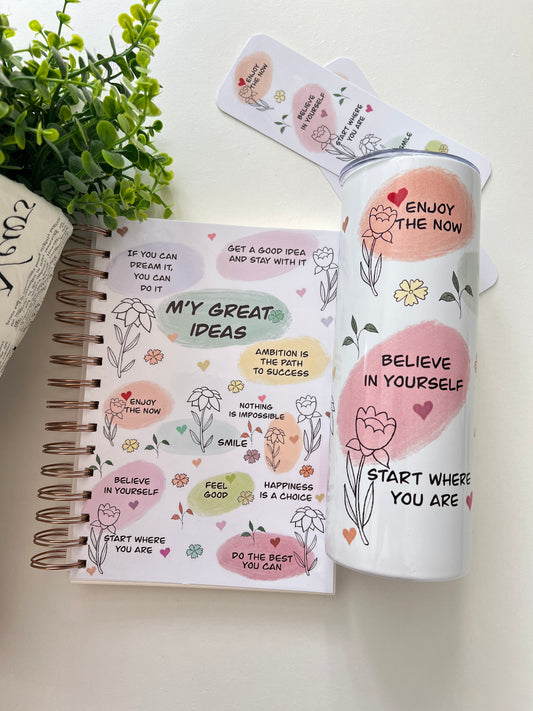 Ensemble gourde et carnet de notes